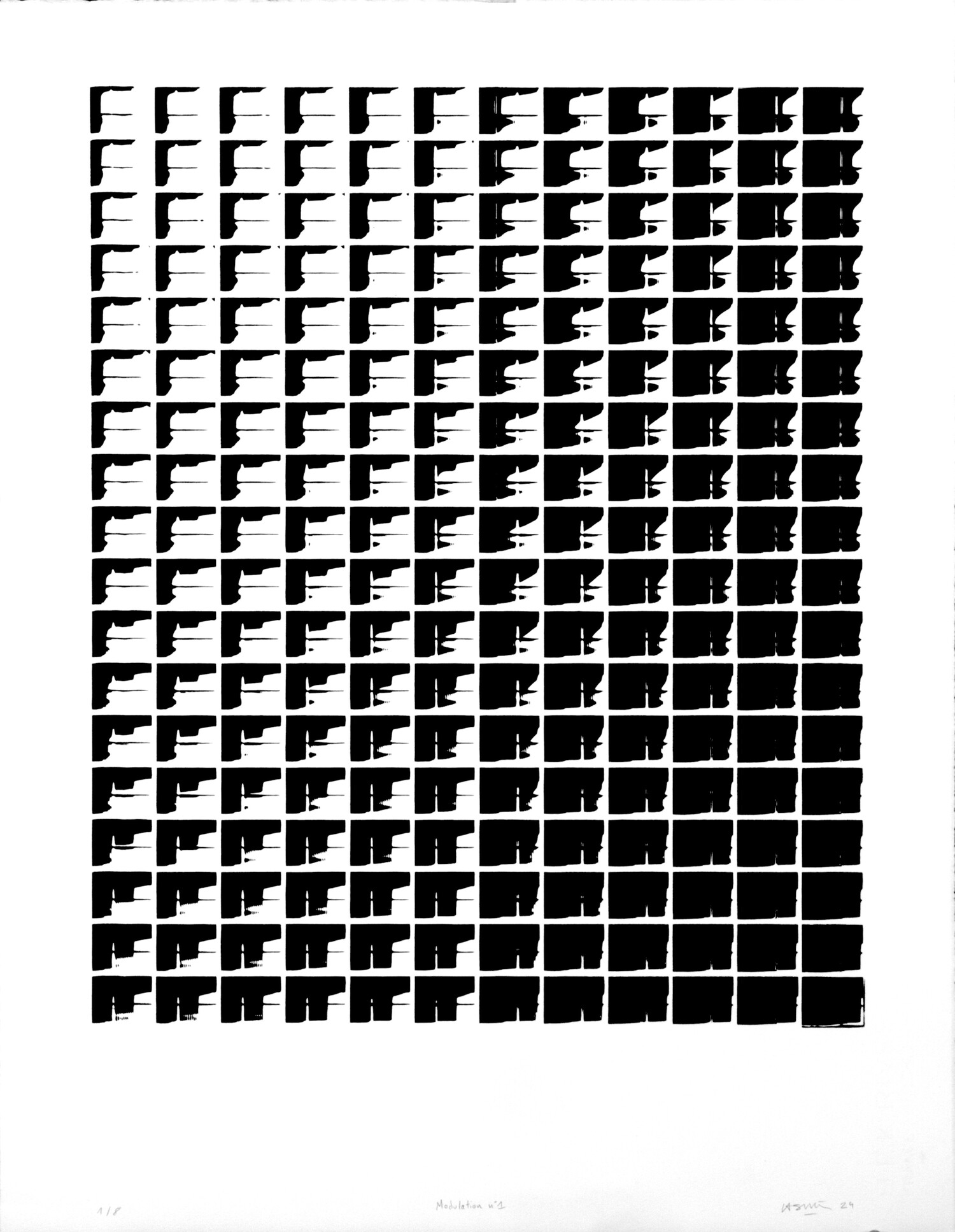 David Lasnier, Modulation n°1, 2024. Linogravure, estampe, printmaking