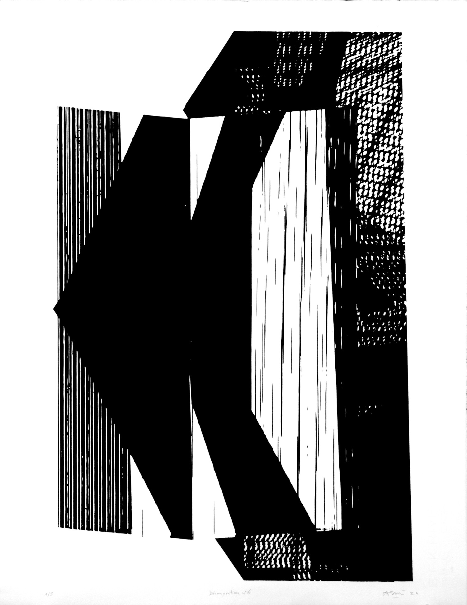 David Lasnier, Décomposition n°6, 2024. Linogravure, estampe, printmaking