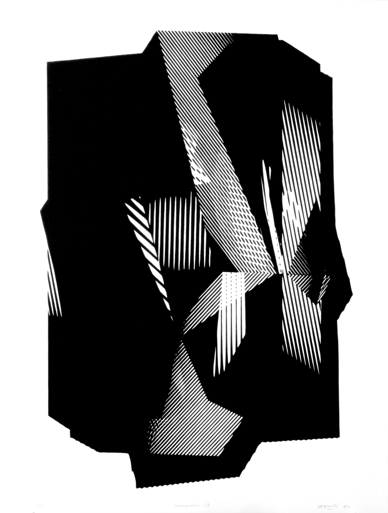 David Lasnier, Décomposition n°5, 2024. Linogravure, estampe, printmaking