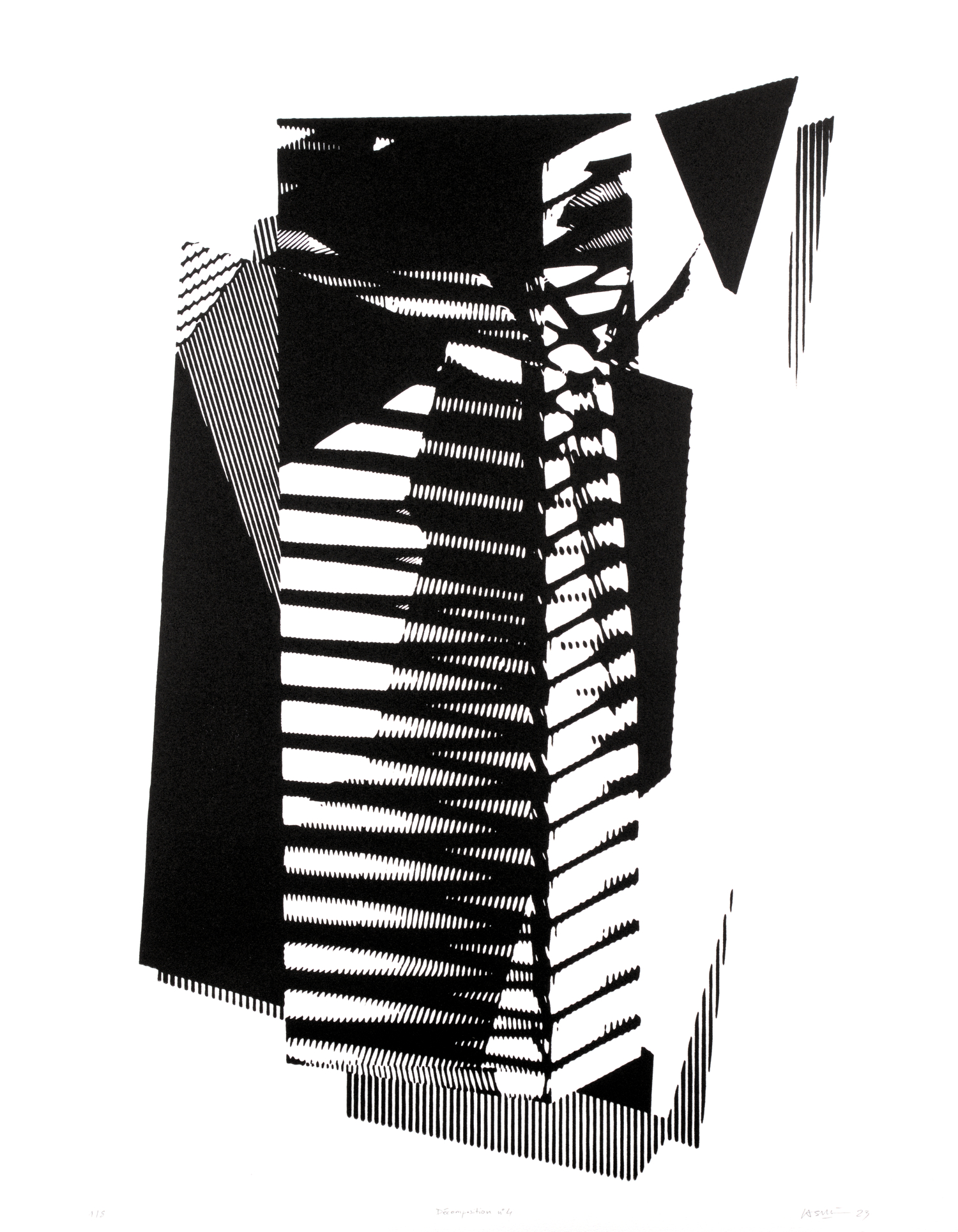 David Lasnier, Décomposition n°4, 2023. Linogravure, estampe, printmaking