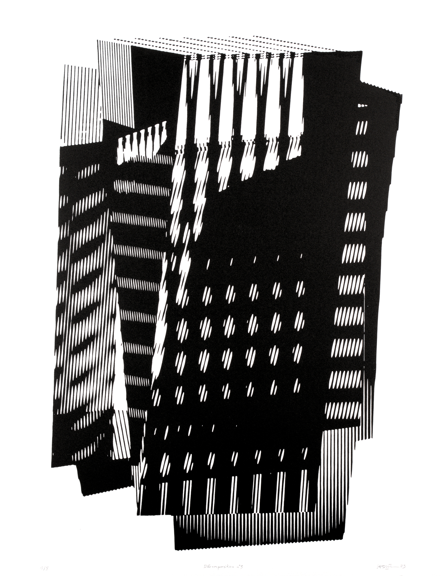 David Lasnier, Décomposition n°3, 2023. Linogravure, estampe, printmaking
